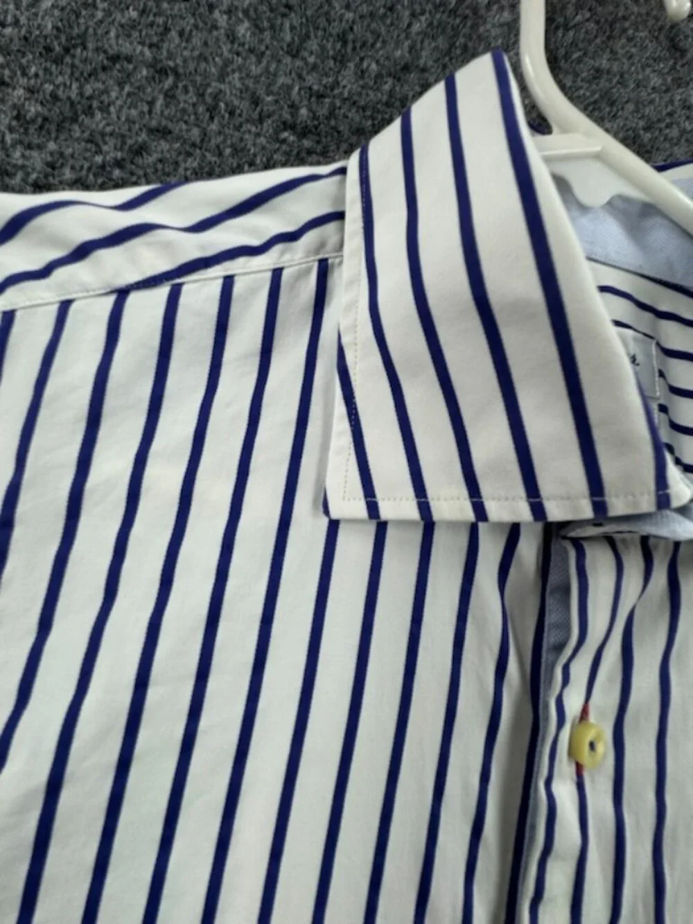 Stenstroms Fitted Body 16.5 Striped Twofold Super Blue White Cotton Shirt Men